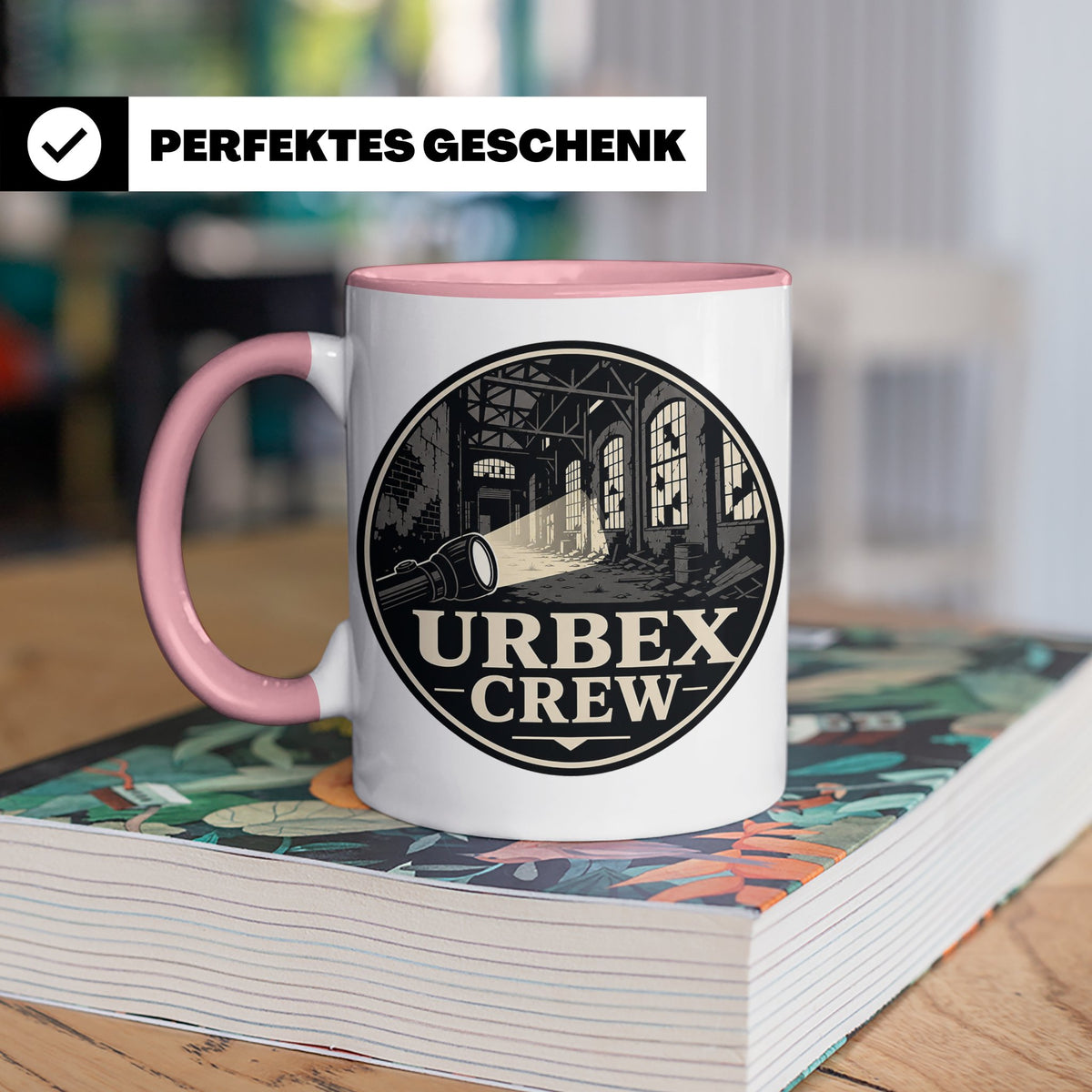 Urbex Tasse Urbex Crew - Geschenk für Lost Places Fotografen – Rosa [farbe:rosa]