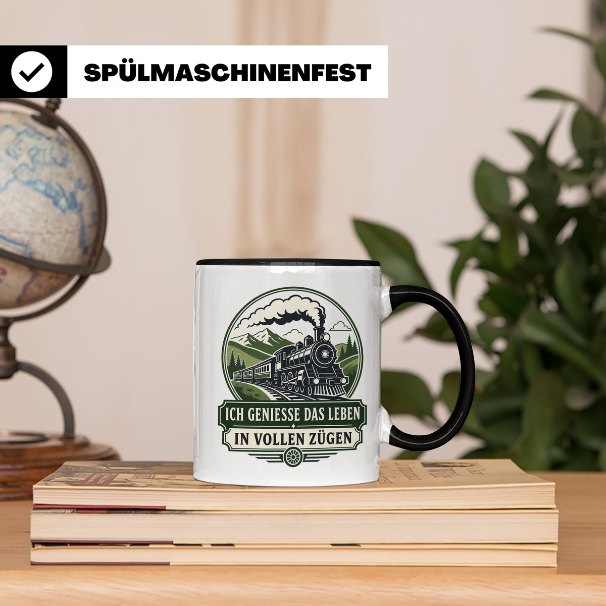 Eisenbahn Tasse Ich genieße das Leben in vollen Zügen - Gesc – Schwarz [farbe:schwarz]