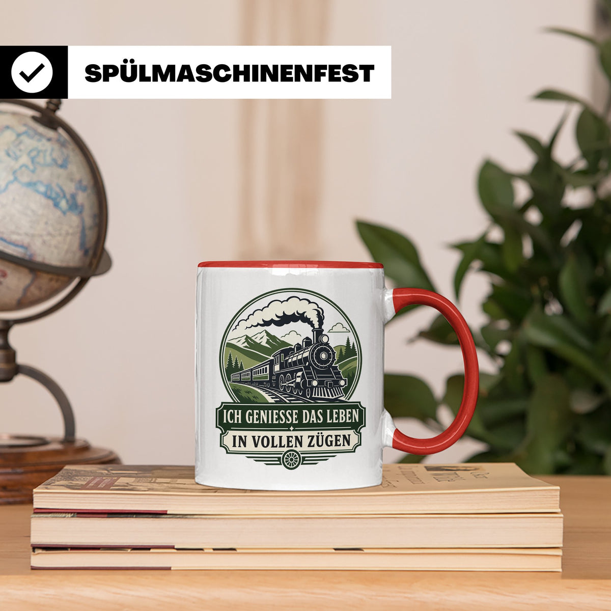 Eisenbahn Tasse Ich genieße das Leben in vollen Zügen - Gesc – Rot [farbe:rot]