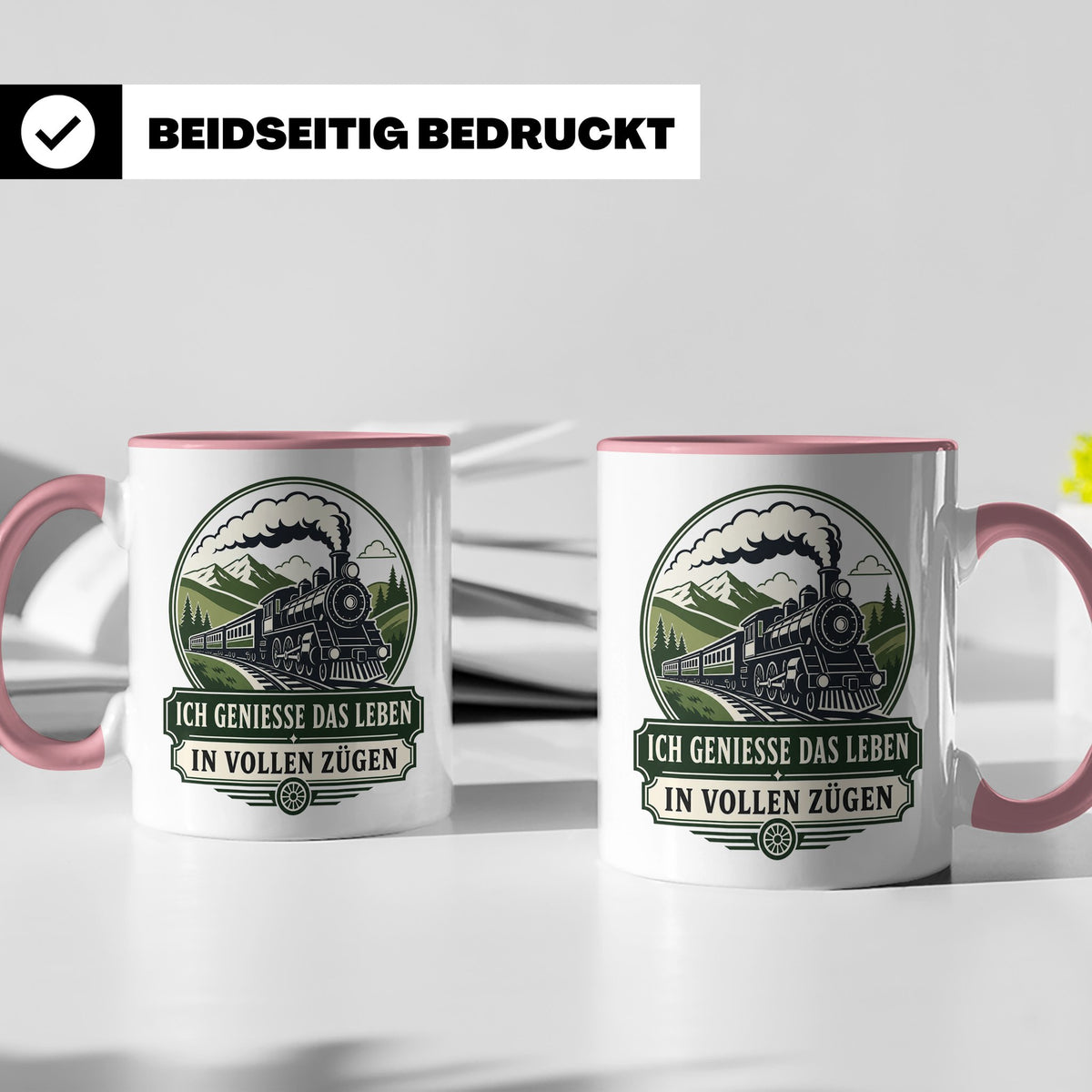 Eisenbahn Tasse Ich genieße das Leben in vollen Zügen - Gesc – Rosa [farbe:rosa]