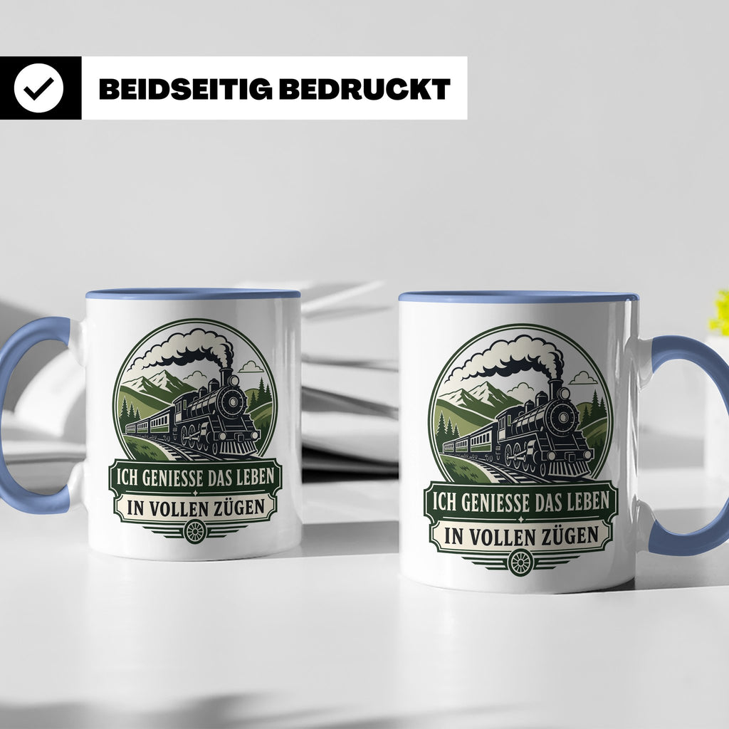 Eisenbahn Tasse Ich genieße das Leben in vollen Zügen - Gesc – Blau [farbe:blau]