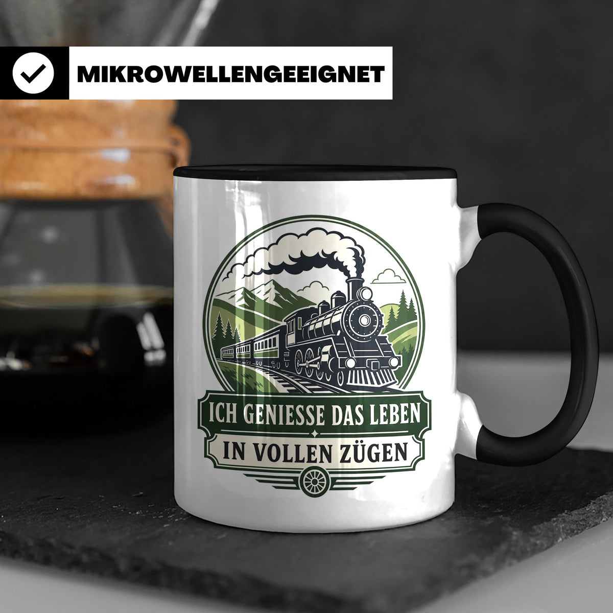 Eisenbahn Tasse Ich genieße das Leben in vollen Zügen - Gesc – Schwarz [farbe:schwarz]
