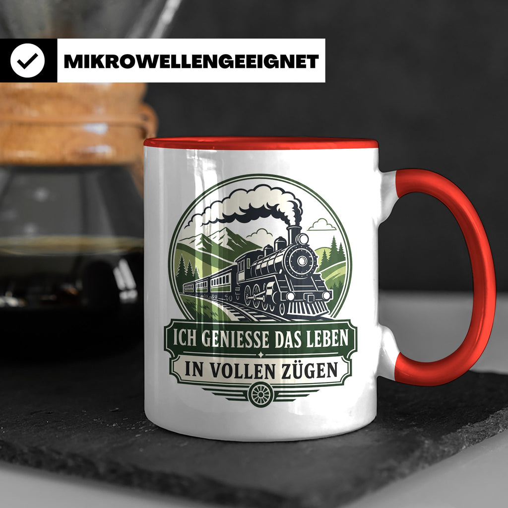 Eisenbahn Tasse Ich genieße das Leben in vollen Zügen - Gesc – Rot [farbe:rot]