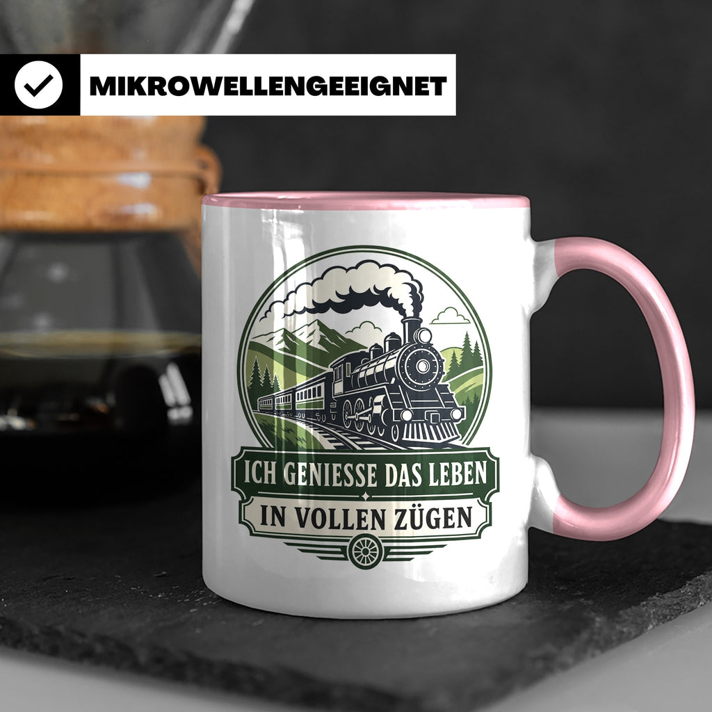Eisenbahn Tasse Ich genieße das Leben in vollen Zügen - Gesc – Rosa [farbe:rosa]
