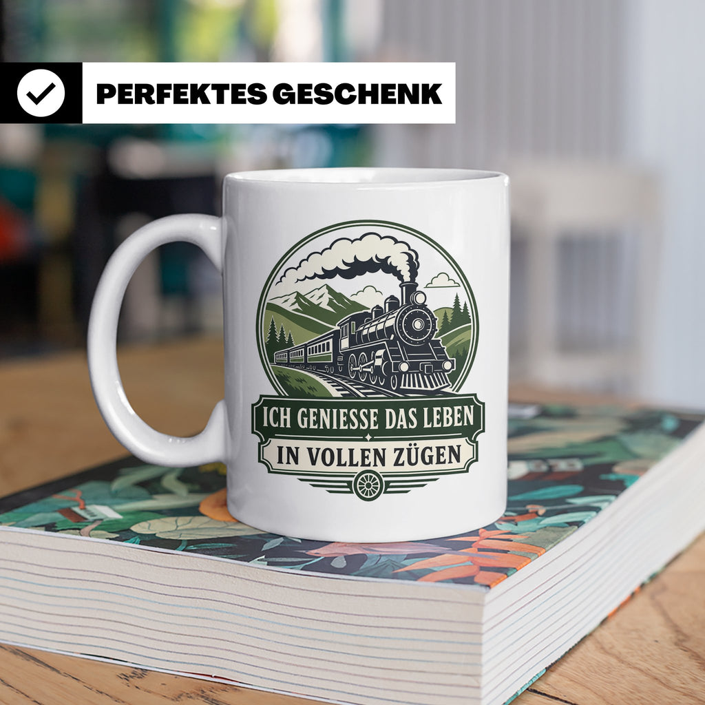 Eisenbahn Tasse Ich genieße das Leben in vollen Zügen - Gesc – Weiß [farbe:weiß]