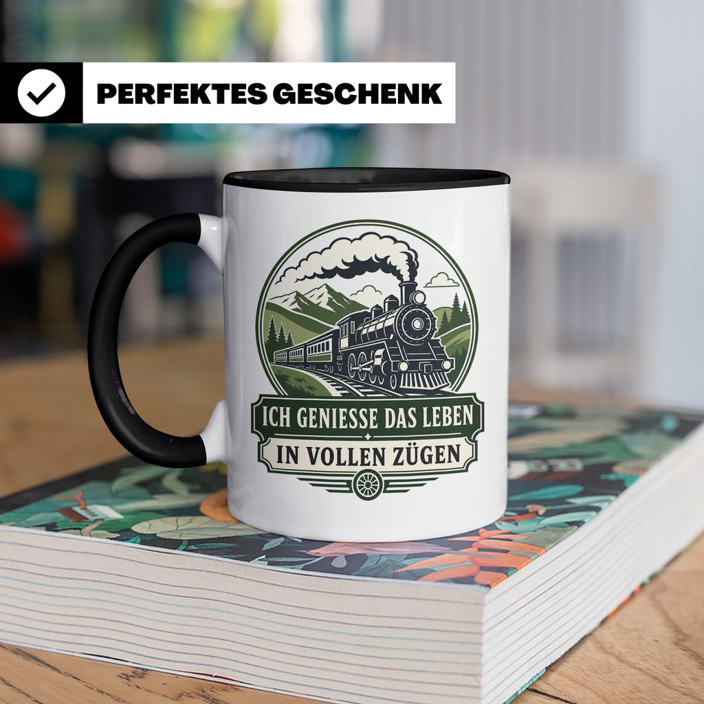 Eisenbahn Tasse Ich genieße das Leben in vollen Zügen - Gesc – Schwarz [farbe:schwarz]