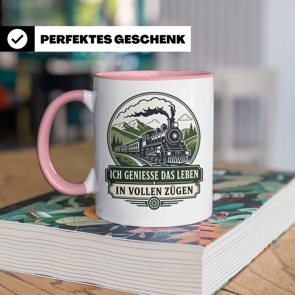 Eisenbahn Tasse Ich genieße das Leben in vollen Zügen - Gesc – Rosa [farbe:rosa]