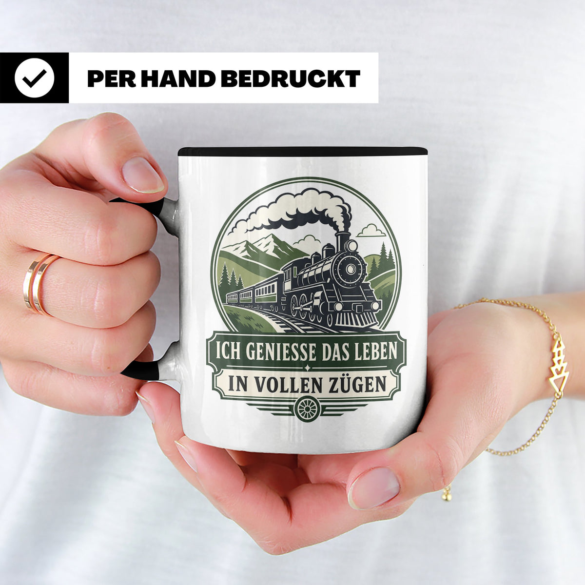 Eisenbahn Tasse Ich genieße das Leben in vollen Zügen - Gesc – Schwarz [farbe:schwarz]