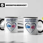 Pflege Tasse Man sieht sich immer zwei Mal - Lustiges Gesche – Schwarz [farbe:schwarz]