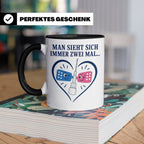 Pflege Tasse Man sieht sich immer zwei Mal - Lustiges Gesche – Schwarz [farbe:schwarz]