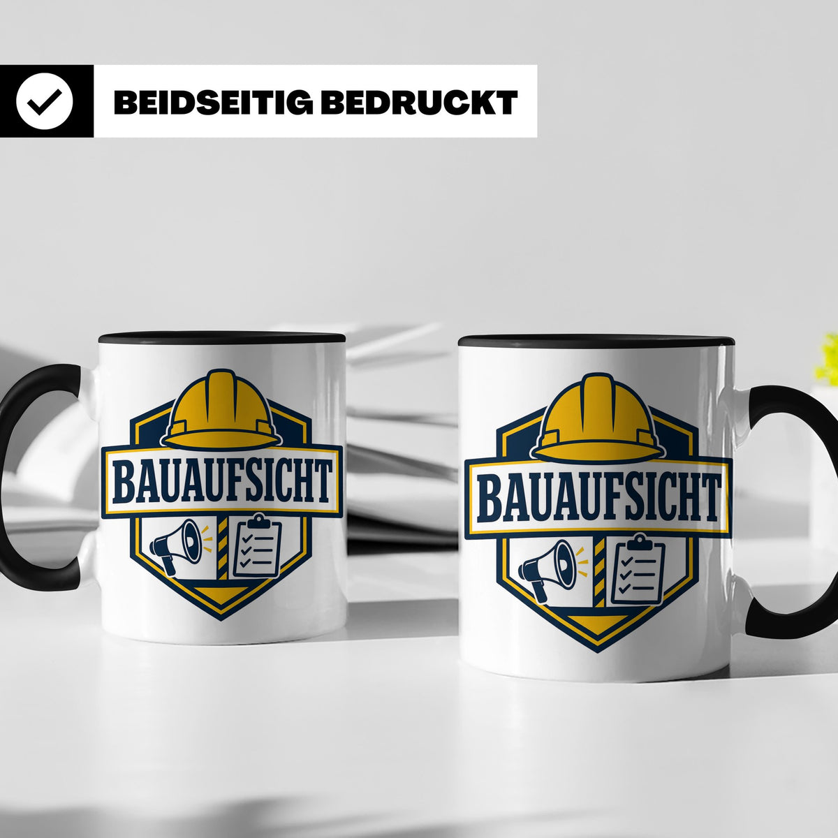 Bauaufsicht Tasse - Lustiges Geschenk für Bauherr Bauleiter  – Schwarz [farbe:schwarz]