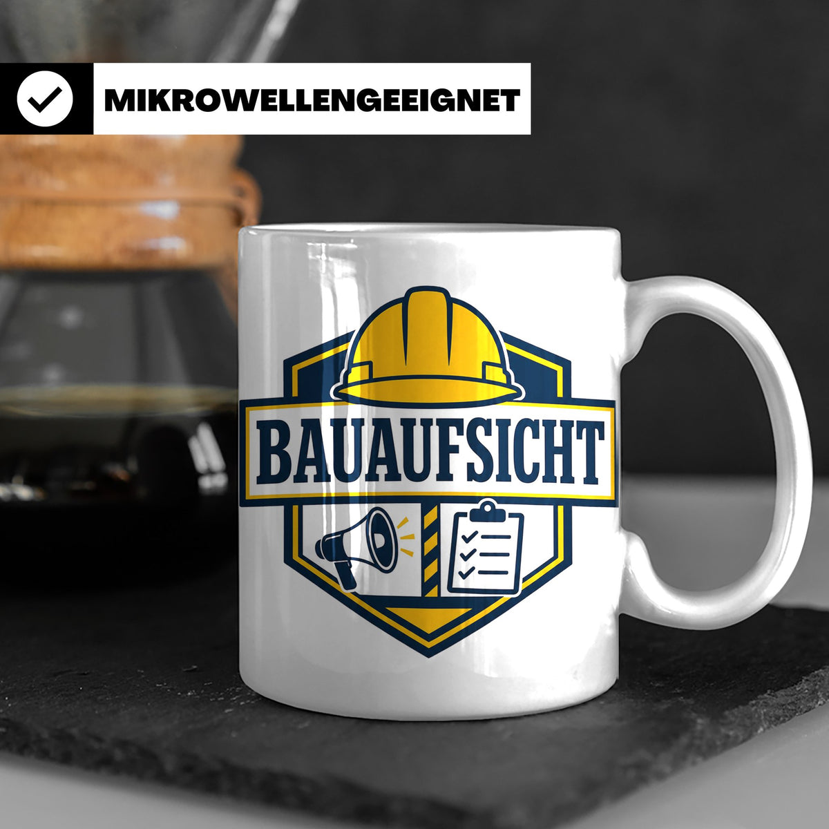 Bauaufsicht Tasse - Lustiges Geschenk für Bauherr Bauleiter  – Weiß [farbe:weiß]