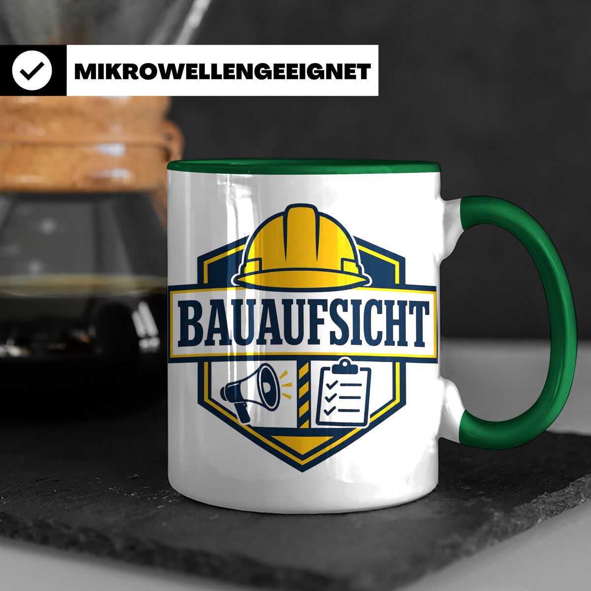 Bauaufsicht Tasse - Lustiges Geschenk für Bauherr Bauleiter  – Grün [farbe:grün]