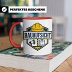 Bauaufsicht Tasse - Lustiges Geschenk für Bauherr Bauleiter  – Rot [farbe:rot]