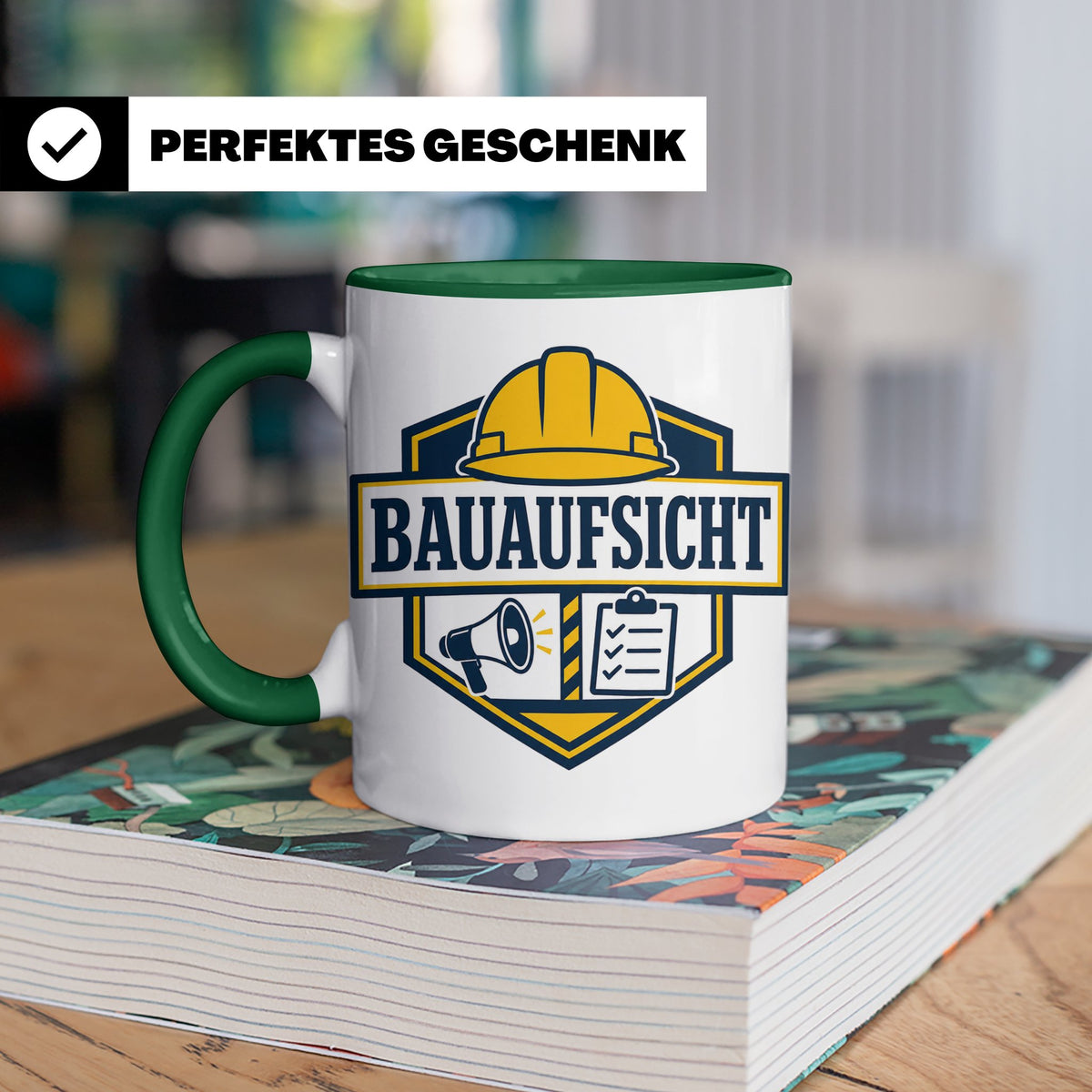 Bauaufsicht Tasse - Lustiges Geschenk für Bauherr Bauleiter  – Grün [farbe:grün]