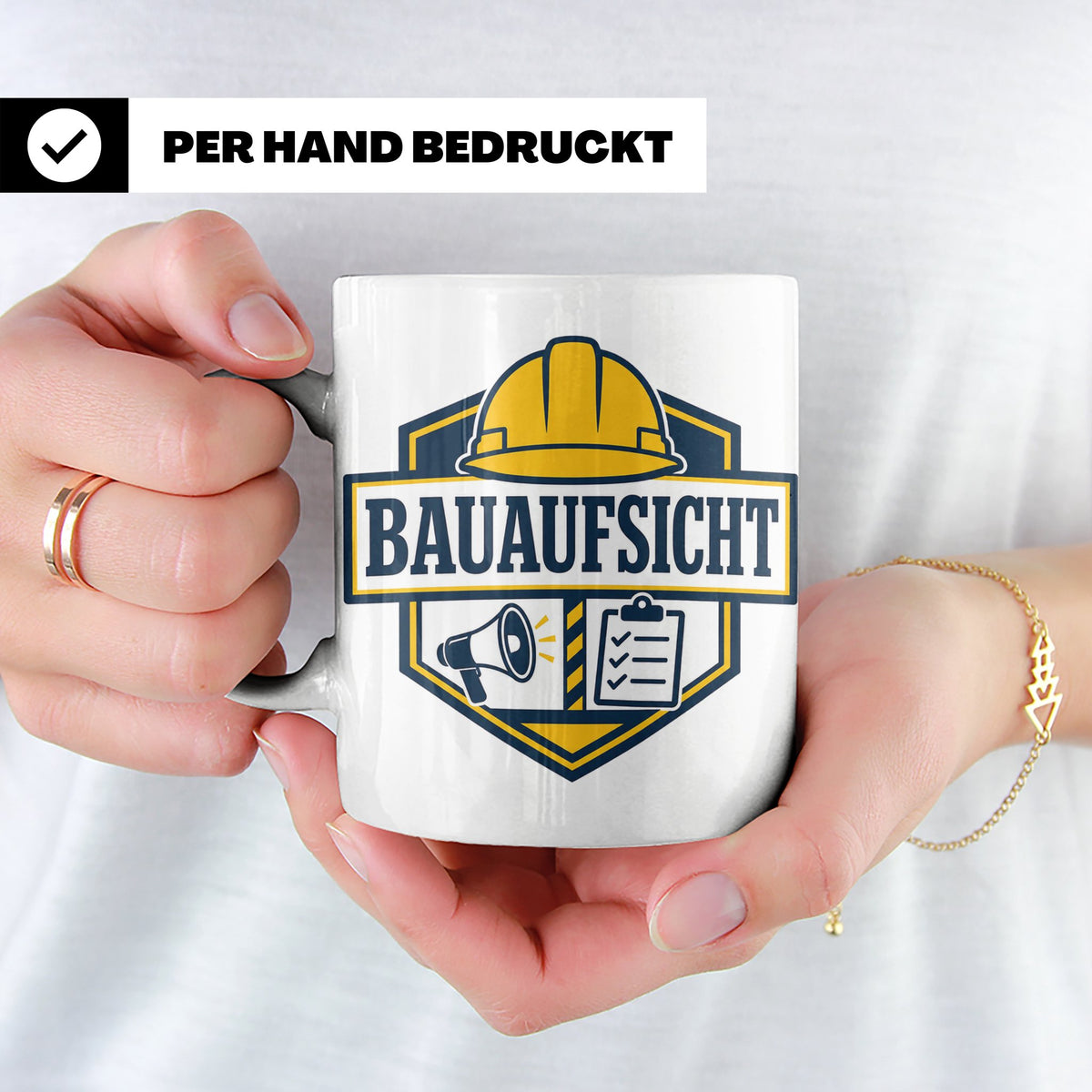 Bauaufsicht Tasse - Lustiges Geschenk für Bauherr Bauleiter  – Weiß [farbe:weiß]
