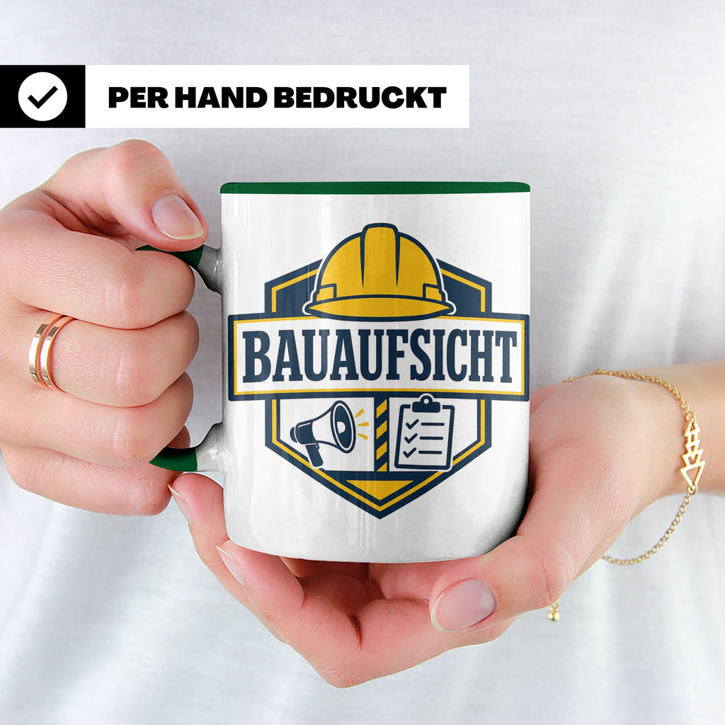 Bauaufsicht Tasse - Lustiges Geschenk für Bauherr Bauleiter  – Grün [farbe:grün]