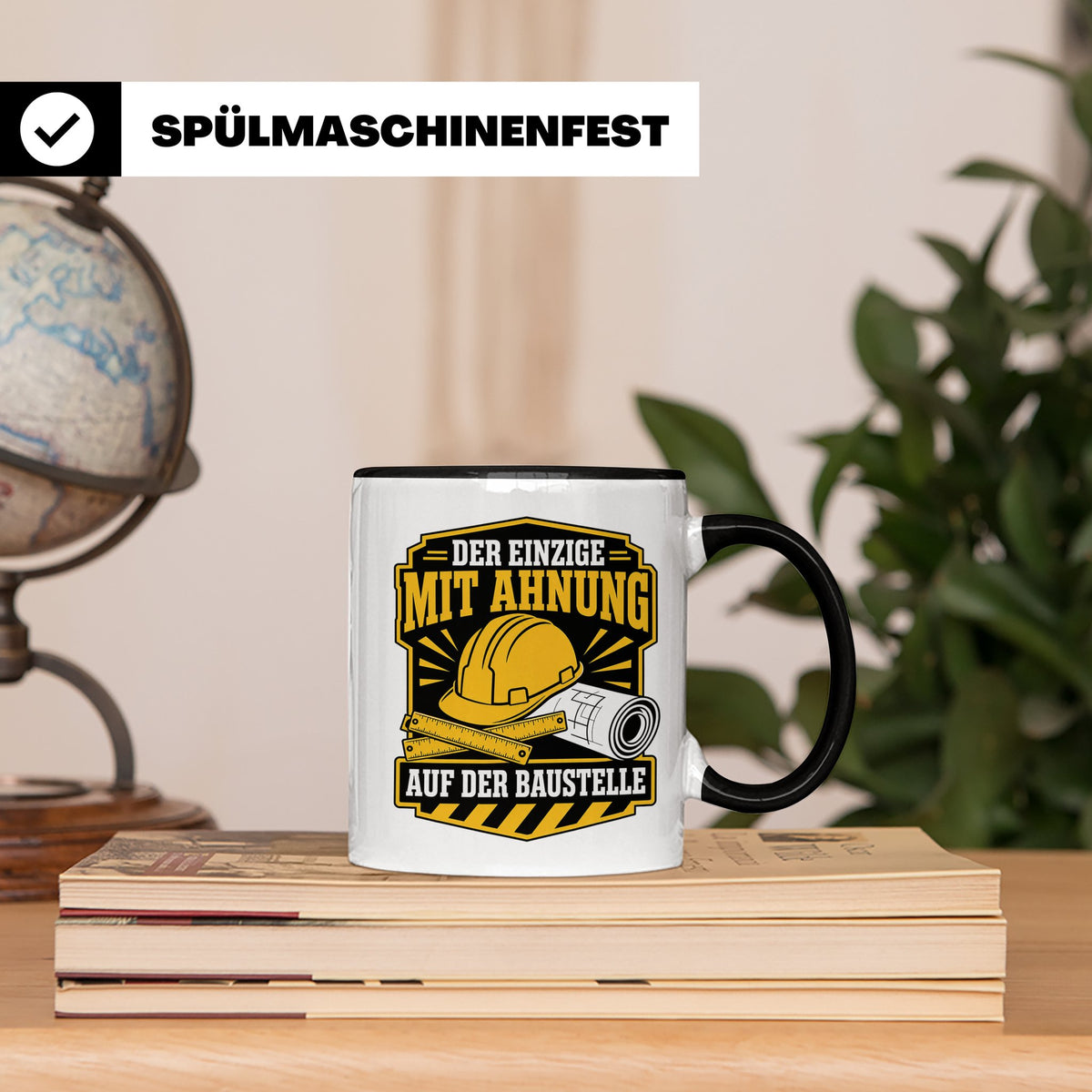 Baustelle Tasse Der Einzige mit Ahnung auf der Baustelle - L – Schwarz [farbe:schwarz]