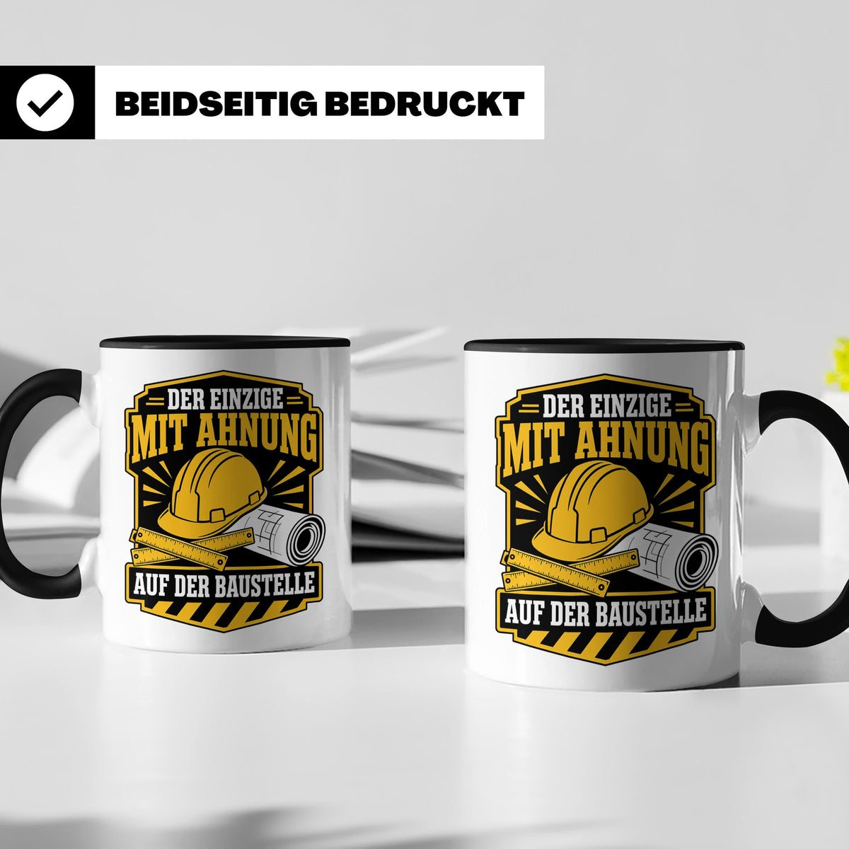 Baustelle Tasse Der Einzige mit Ahnung auf der Baustelle - L – Schwarz [farbe:schwarz]
