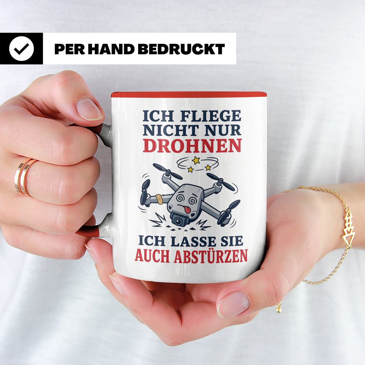 Drohnen Tasse Ich fliege nicht nur Drohnen ich lasse sie auc – Rot [farbe:rot]