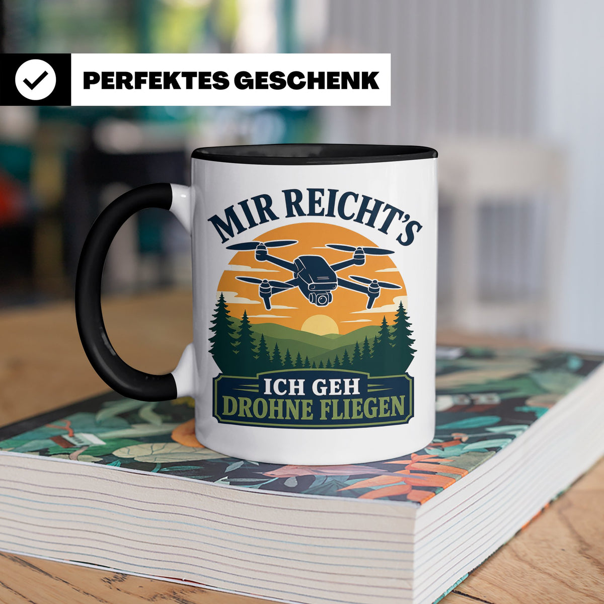 Drohnen Tasse Mir reichts ich geh Drohne fliegen - Geschenk  – Schwarz [farbe:schwarz]