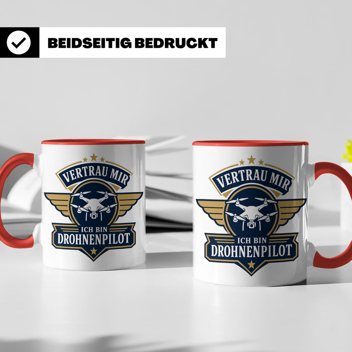 Drohnen Tasse Vertrau mir ich bin Drohnenpilot - Geschenk fü – Rot [farbe:rot]