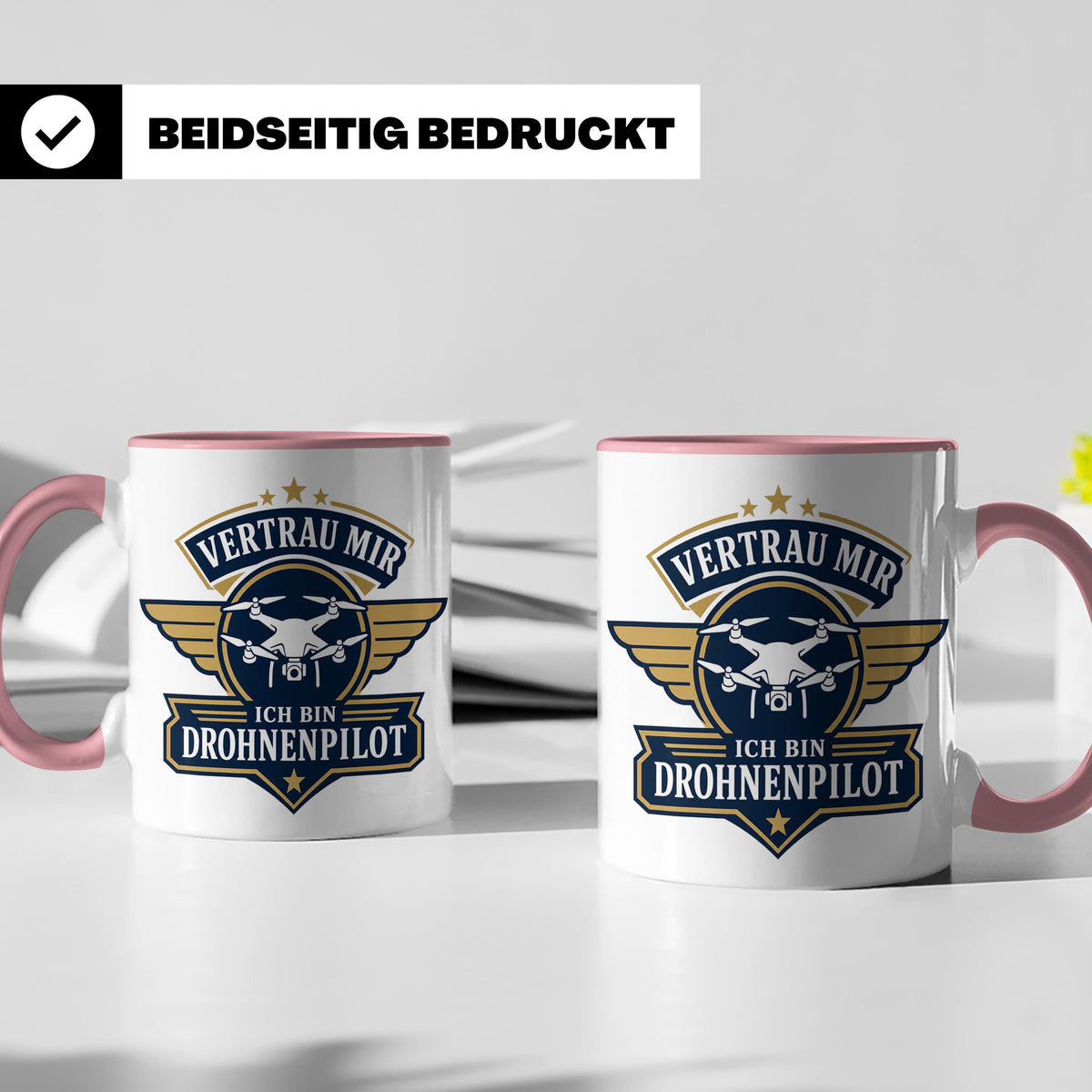 Drohnen Tasse Vertrau mir ich bin Drohnenpilot - Geschenk fü – Rosa [farbe:rosa]
