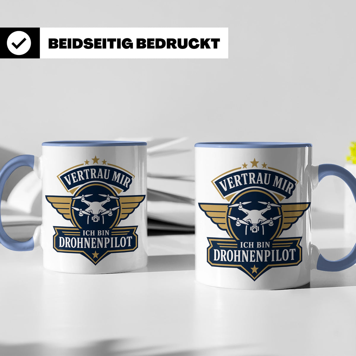 Drohnen Tasse Vertrau mir ich bin Drohnenpilot - Geschenk fü – Blau [farbe:blau]