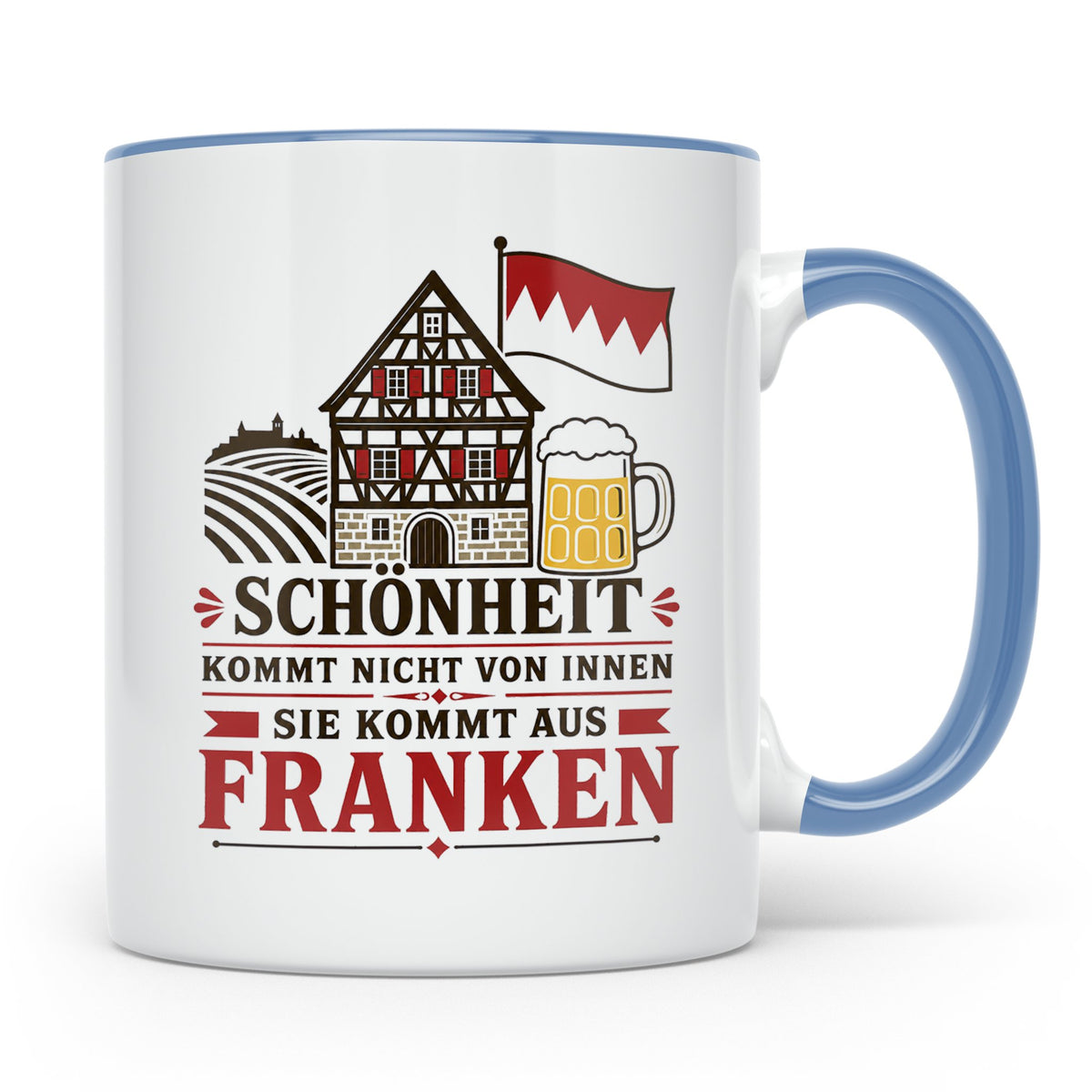Franken Tasse Schönheit kommt nicht von innen sie kommt aus  – Blau [farbe:blau]