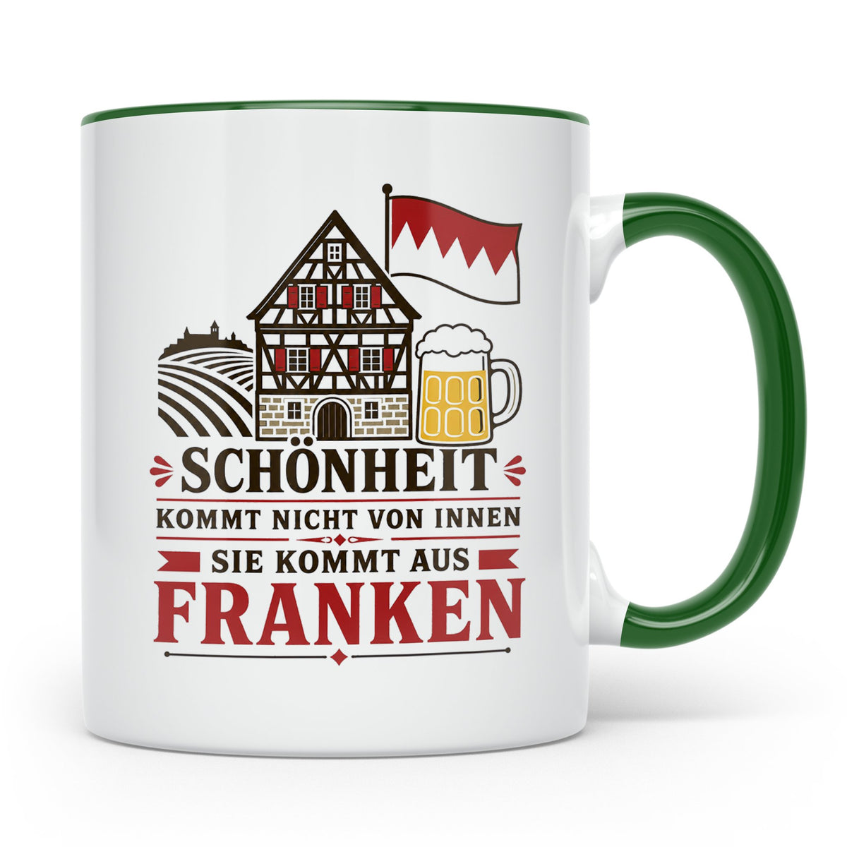 Franken Tasse Schönheit kommt nicht von innen sie kommt aus  – Grün [farbe:grün]