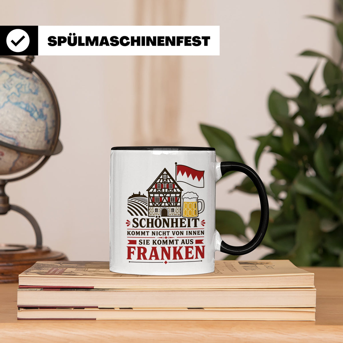 Franken Tasse Schönheit kommt nicht von innen sie kommt aus  – Schwarz [farbe:schwarz]