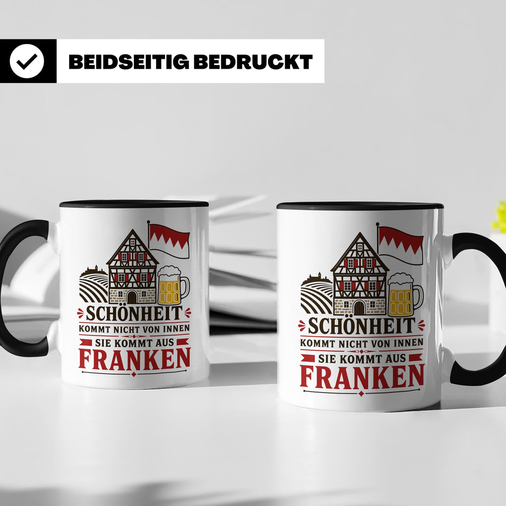Franken Tasse Schönheit kommt nicht von innen sie kommt aus  – Schwarz [farbe:schwarz]