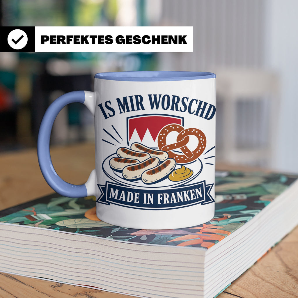 Franken Tasse Is mir worschd made in Franken - Fränkischer D – Blau [farbe:blau]
