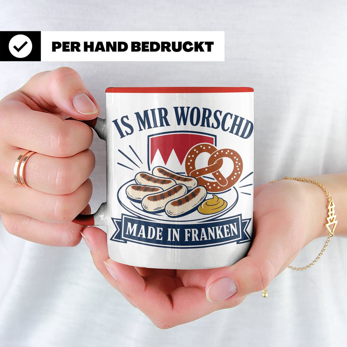 Franken Tasse Is mir worschd made in Franken - Fränkischer D – Rot [farbe:rot]