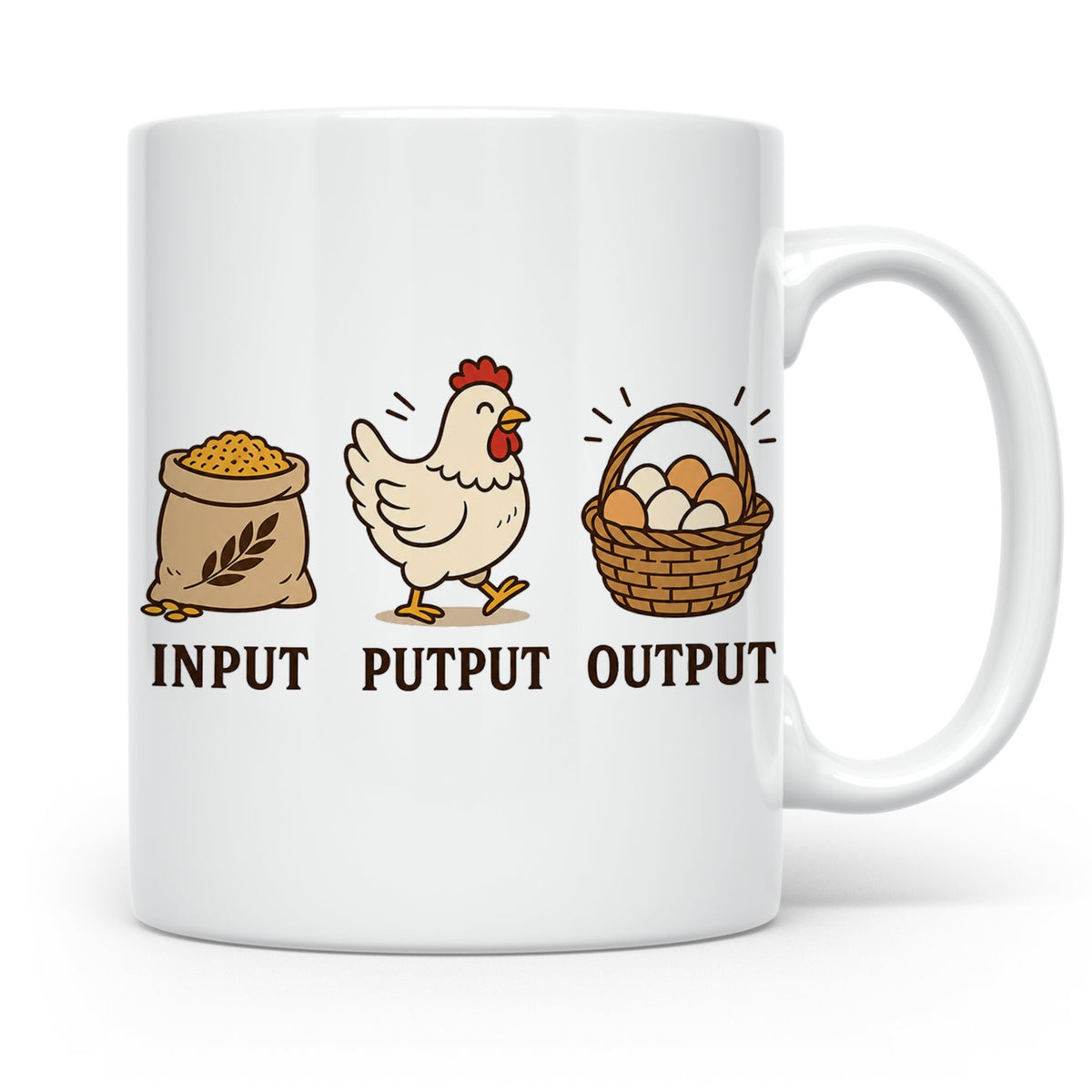 Hühner Tasse Input Putput Output - Lustiges Geschenk für Hüh – Weiß [farbe:weiß]
