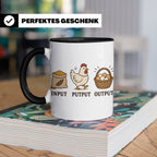 Hühner Tasse Input Putput Output - Lustiges Geschenk für Hüh – Schwarz [farbe:schwarz]