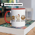 Hühner Tasse Input Putput Output - Lustiges Geschenk für Hüh – Rot [farbe:rot]