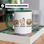 Hühner Tasse Input Putput Output - Lustiges Geschenk für Hüh – Grün [farbe:grün]