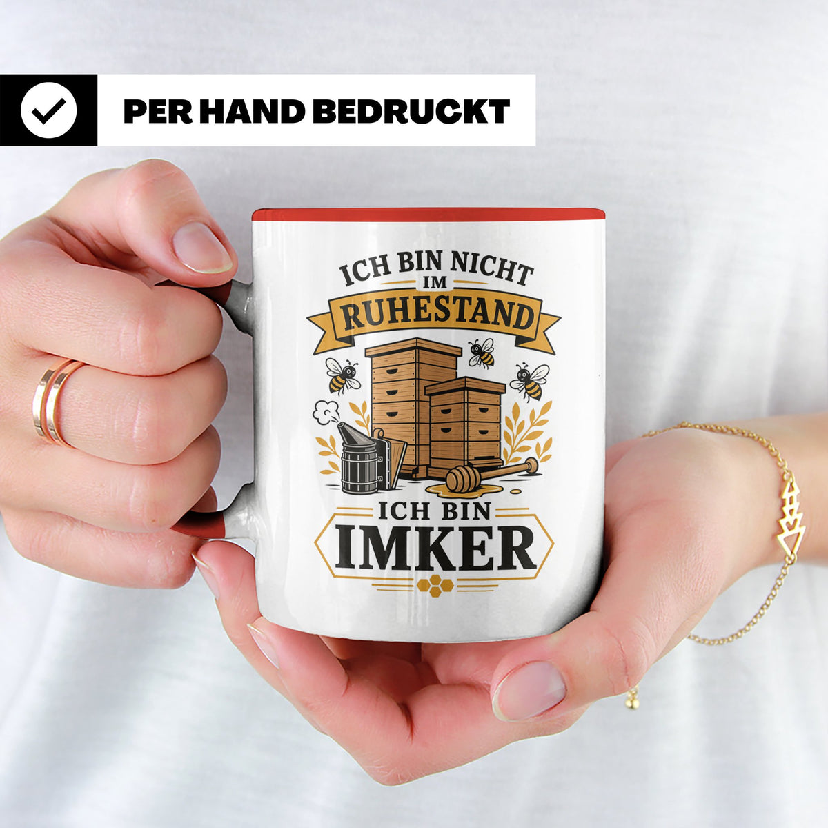 Imker Tasse Ich bin nicht im Ruhestand ich bin Imker - Gesch – Rot [farbe:rot]