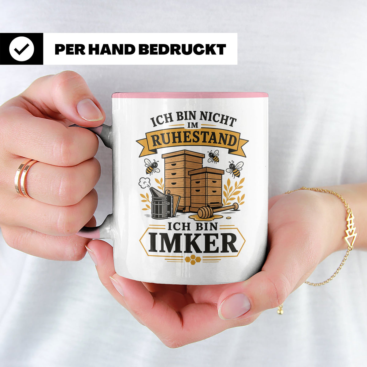 Imker Tasse Ich bin nicht im Ruhestand ich bin Imker - Gesch – Rosa [farbe:rosa]