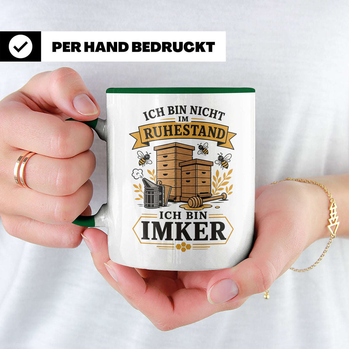 Imker Tasse Ich bin nicht im Ruhestand ich bin Imker - Gesch – Grün [farbe:grün]