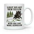 Jäger Tasse Liegt nix auf dem Teller war die Sau wohl schnel – Weiß [farbe:weiß]