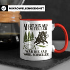 Jäger Tasse Liegt nix auf dem Teller war die Sau wohl schnel – Rot [farbe:rot]