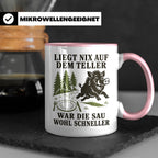 Jäger Tasse Liegt nix auf dem Teller war die Sau wohl schnel – Rosa [farbe:rosa]