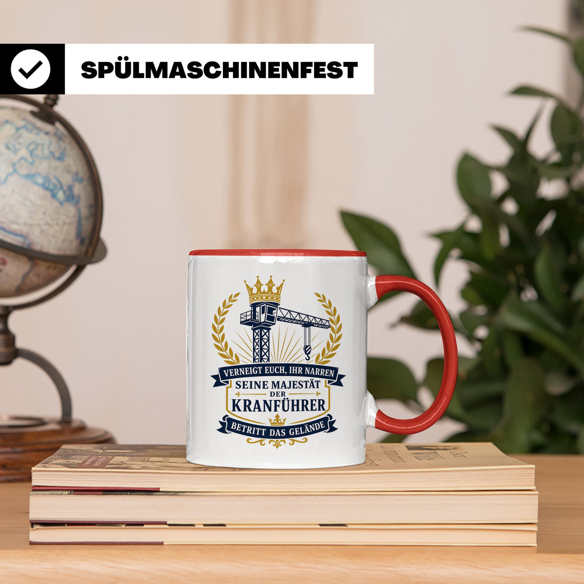 Kranführer Tasse Verneigt euch ihr Narren seine Majestät der – Rot [farbe:rot]