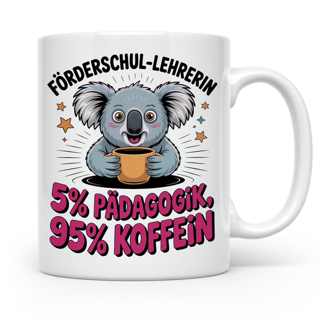 Förderschul Lehrerin Tasse - Koala mit Kaffee Pädagogik Kaff – Weiß [farbe:weiß]