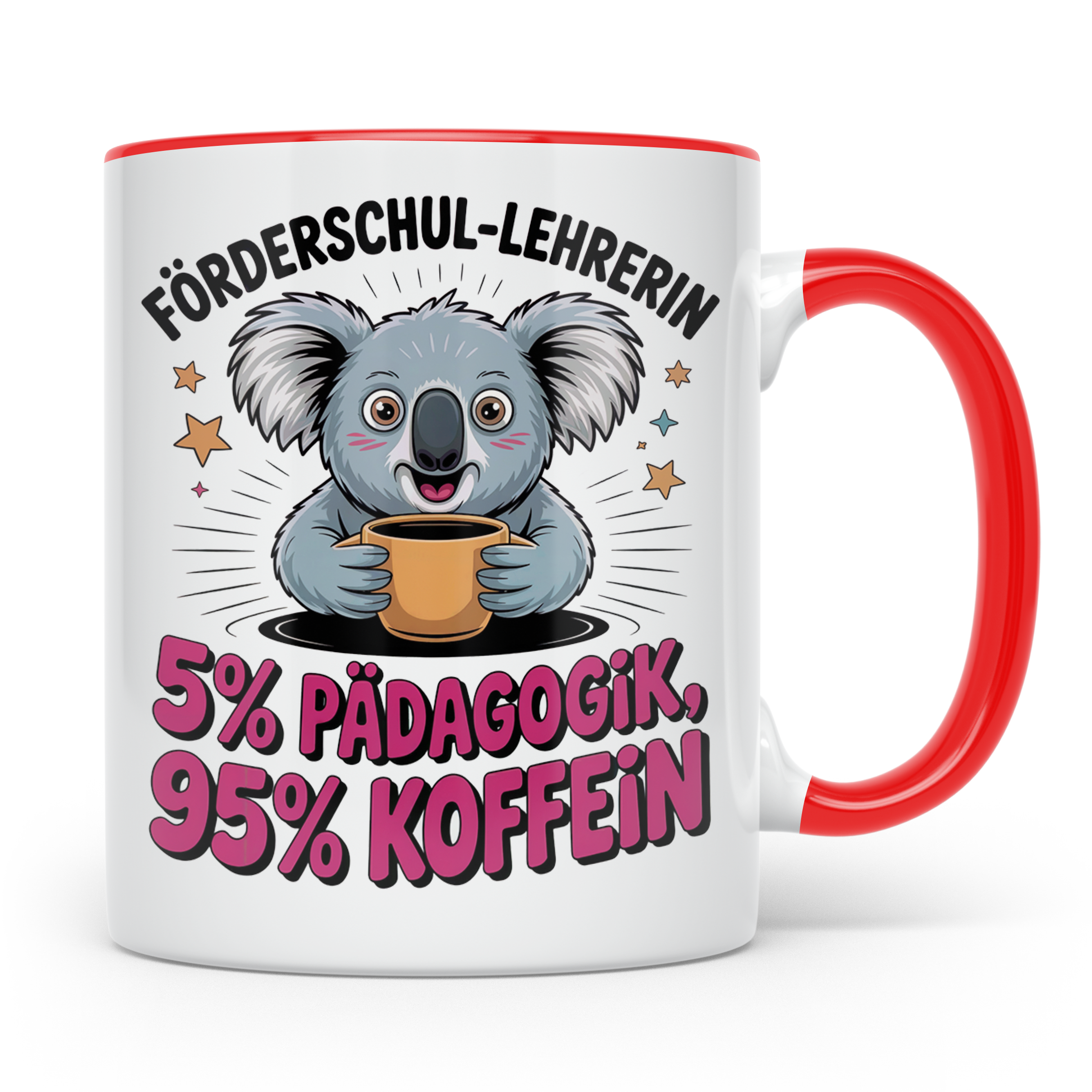 Förderschul Lehrerin Tasse - Koala mit Kaffee Pädagogik Kaff – Rot [farbe:rot]