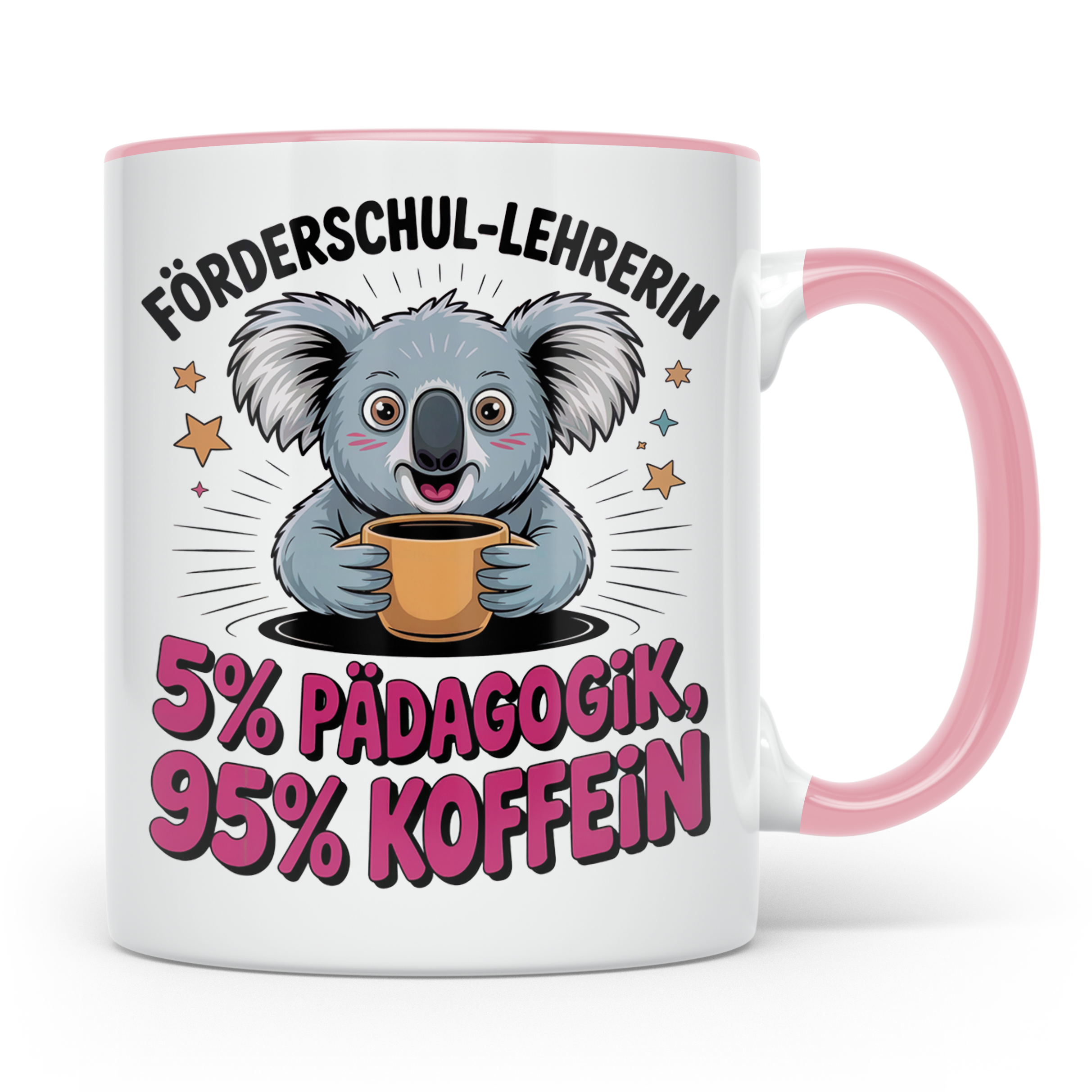 Förderschul Lehrerin Tasse - Koala mit Kaffee Pädagogik Kaff – Rosa [farbe:rosa]
