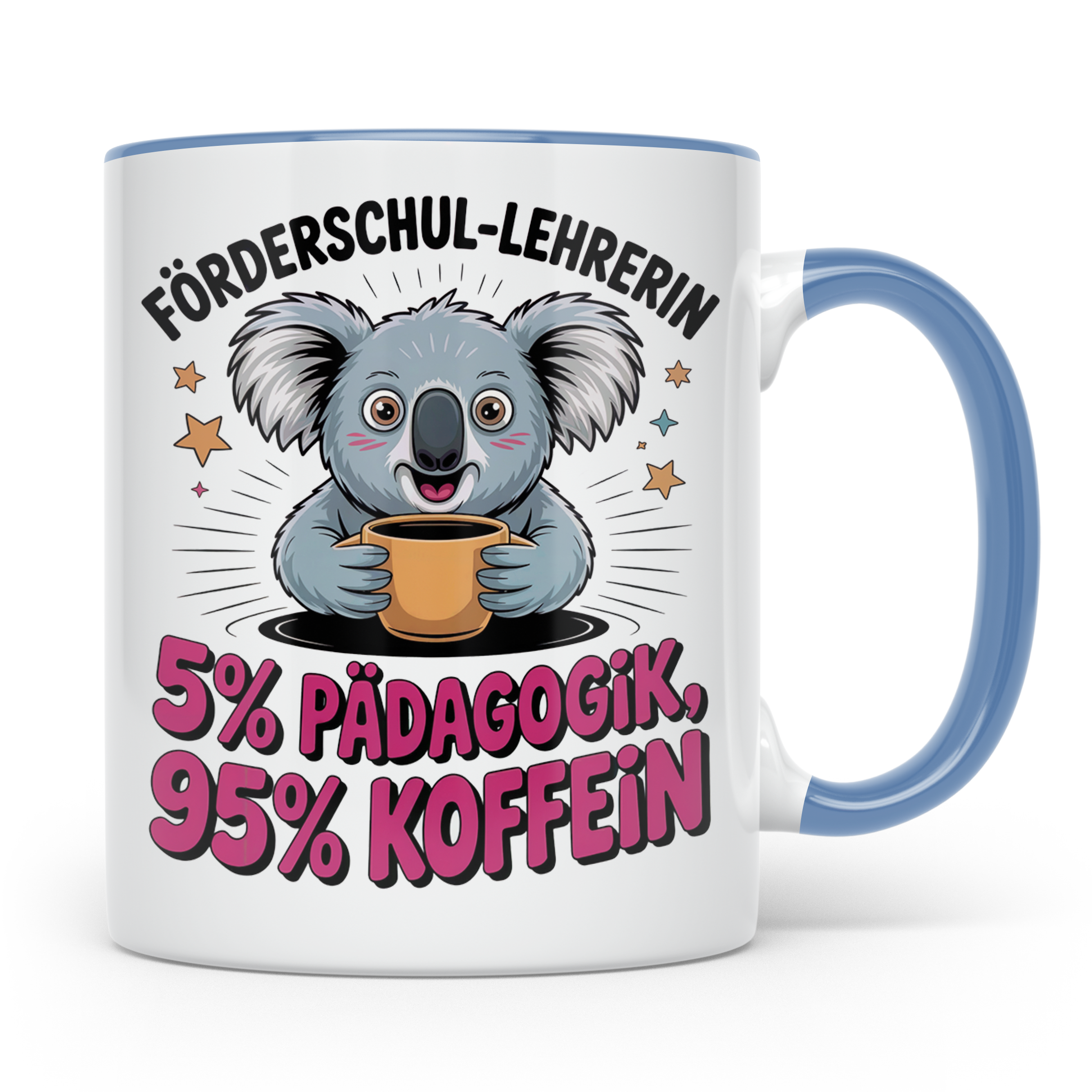 Förderschul Lehrerin Tasse - Koala mit Kaffee Pädagogik Kaff – Blau [farbe:blau]