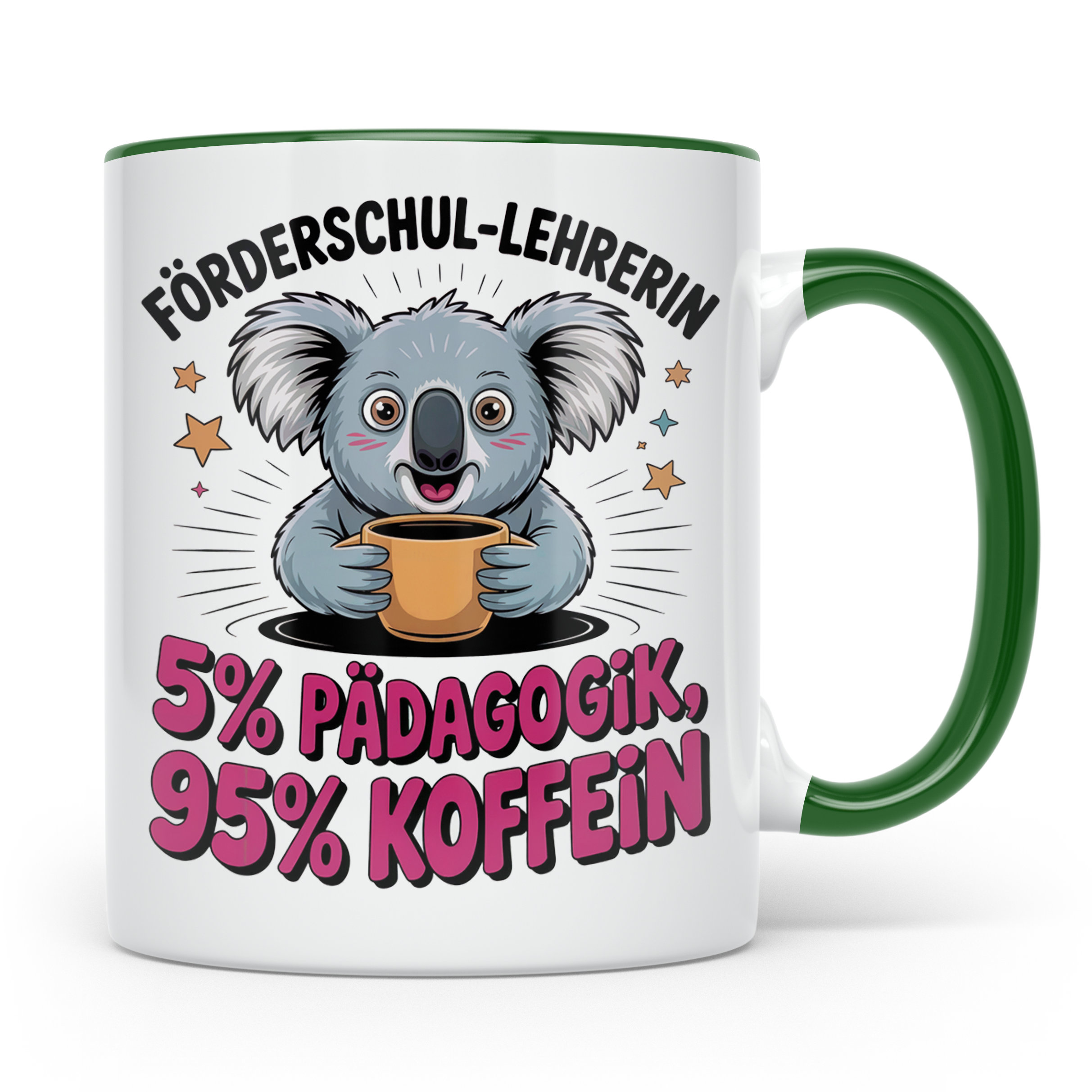 Förderschul Lehrerin Tasse - Koala mit Kaffee Pädagogik Kaff – Grün [farbe:grün]